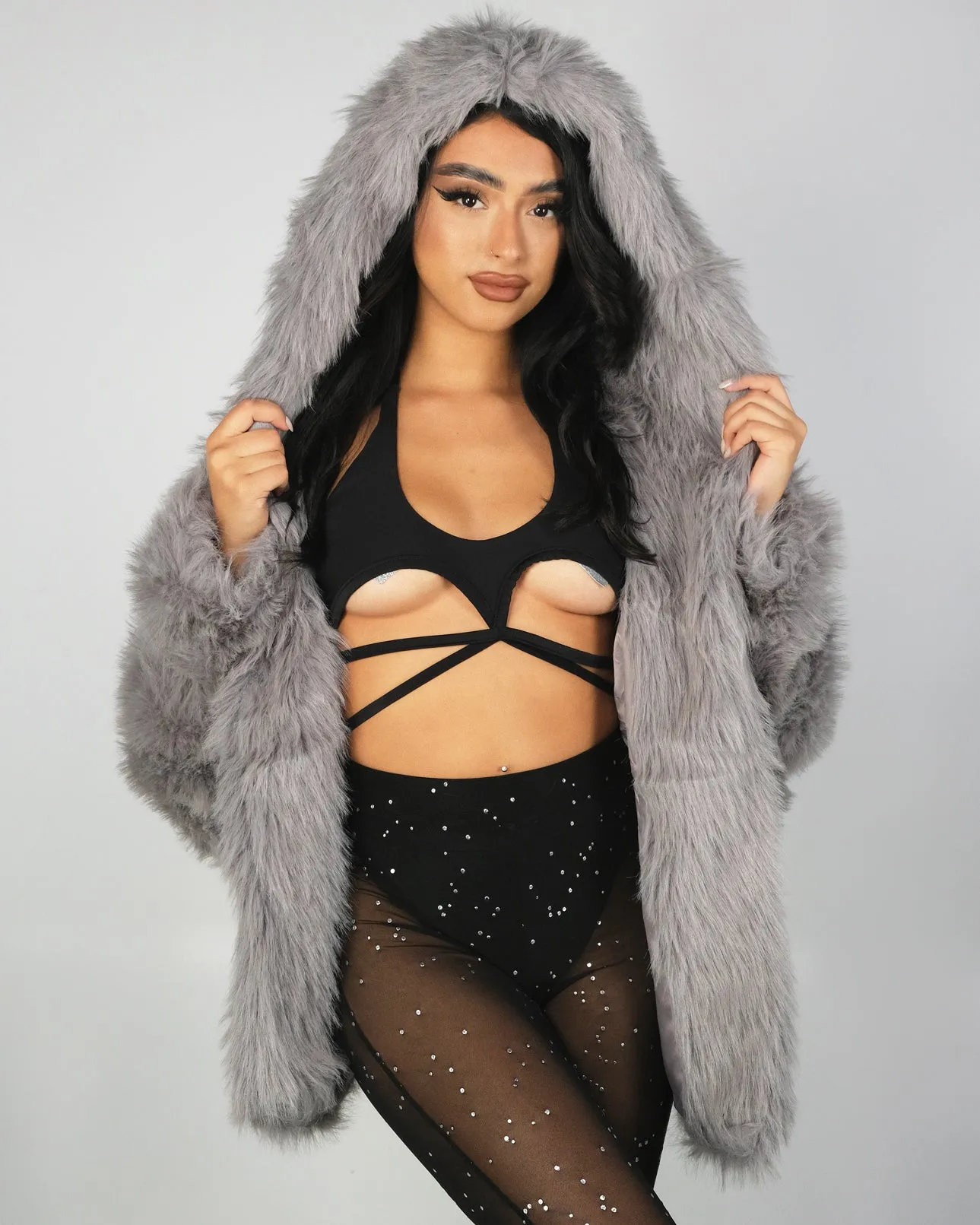 Lush Luv Long Faux Fur Jacket