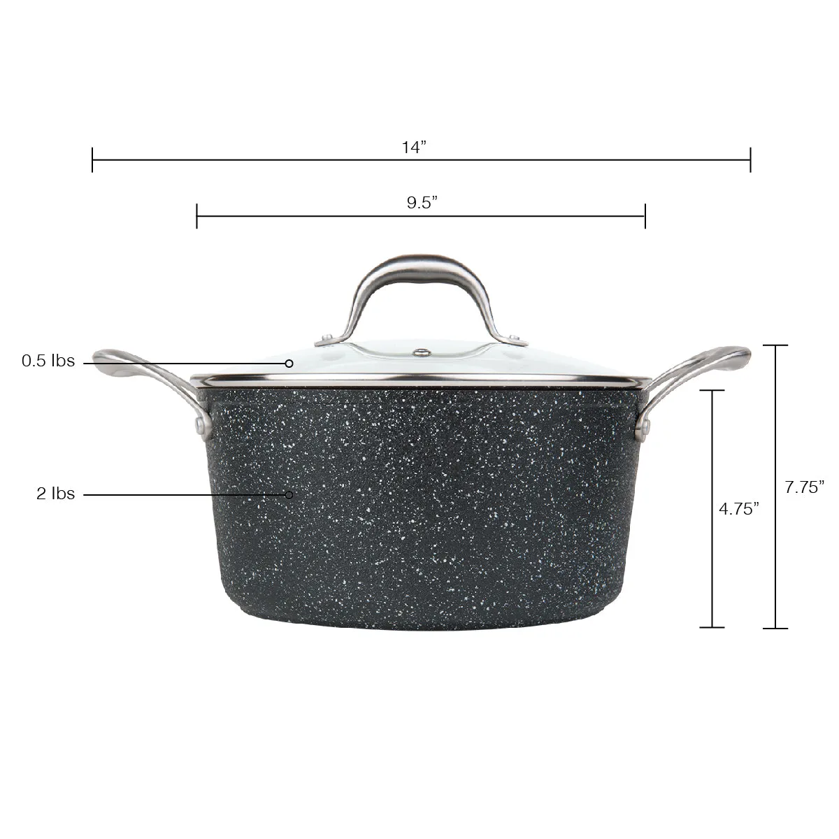 MASTERPAN Nonstick Granite Look Stock Pot With Glass Lid, 5 Qt.  9.5" (24cm)
