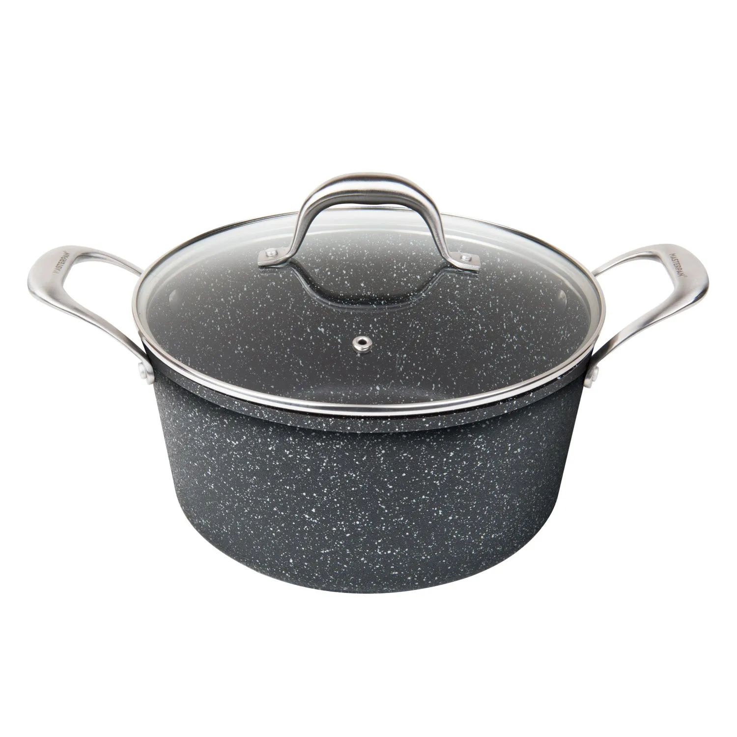 MASTERPAN Nonstick Granite Look Stock Pot With Glass Lid, 5 Qt.  9.5" (24cm)