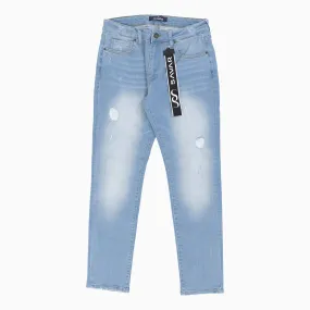 Men's Ribbed Ice Blue Slim Denim Pant