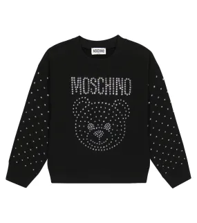 MOSCHINO KIDS - TEDDY LOGO RHINESTONE SWEATSHIRT