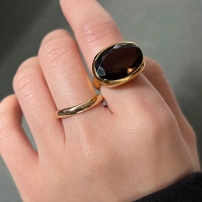 Naxos Ring, Smokey Quartz, Gold