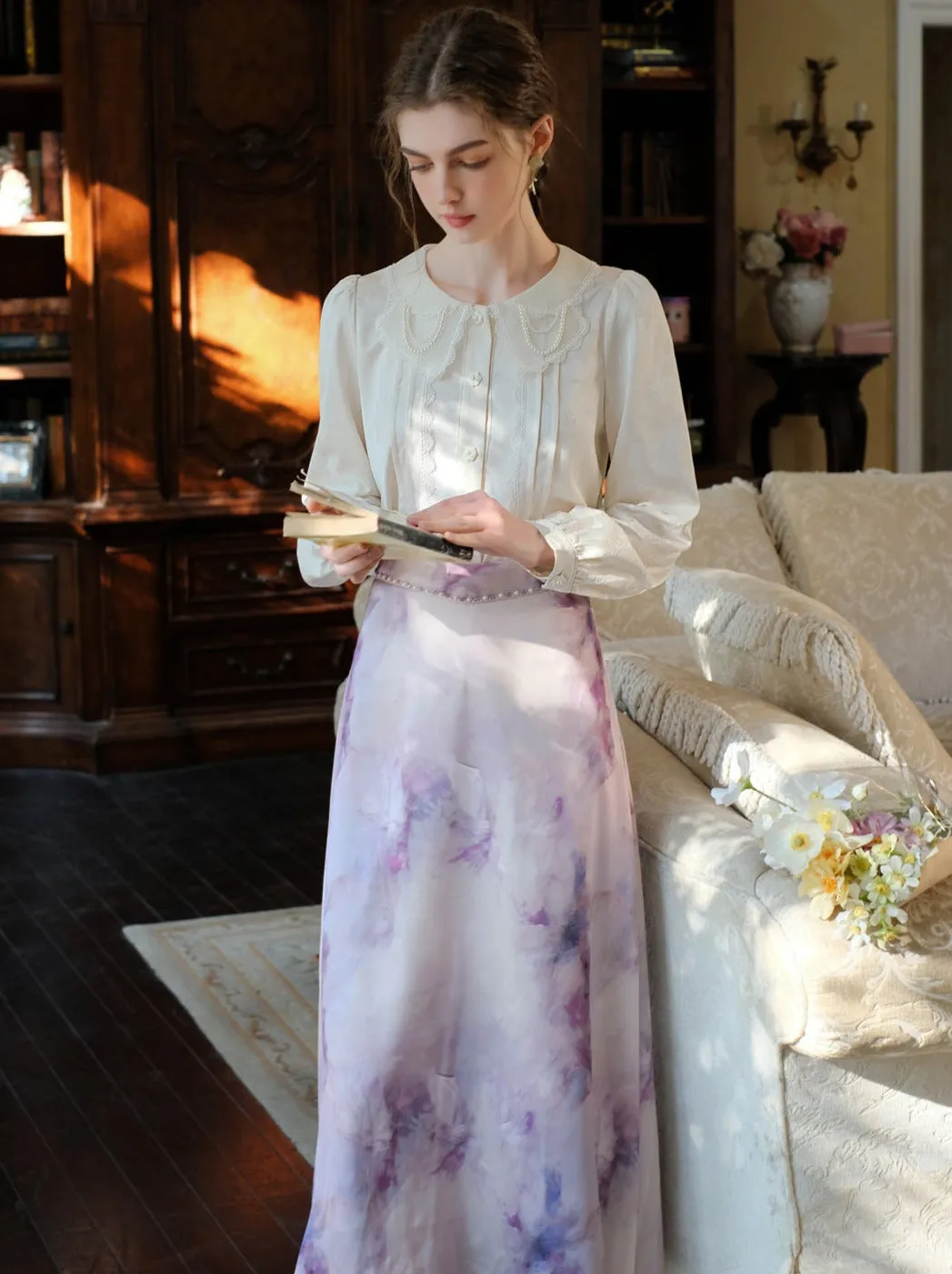 Paint Print Oil French Ruffle Skirt Strap