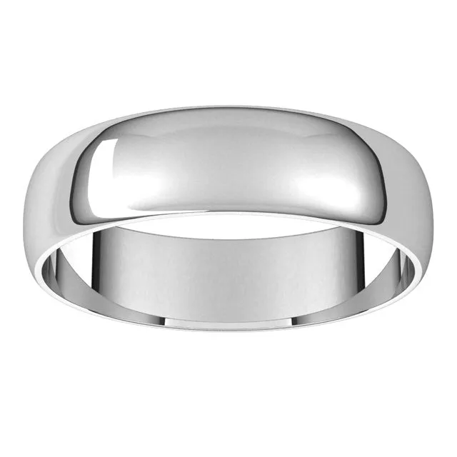 Platinum Half Round Ultra-Light Wedding Band, 5 mm Wide