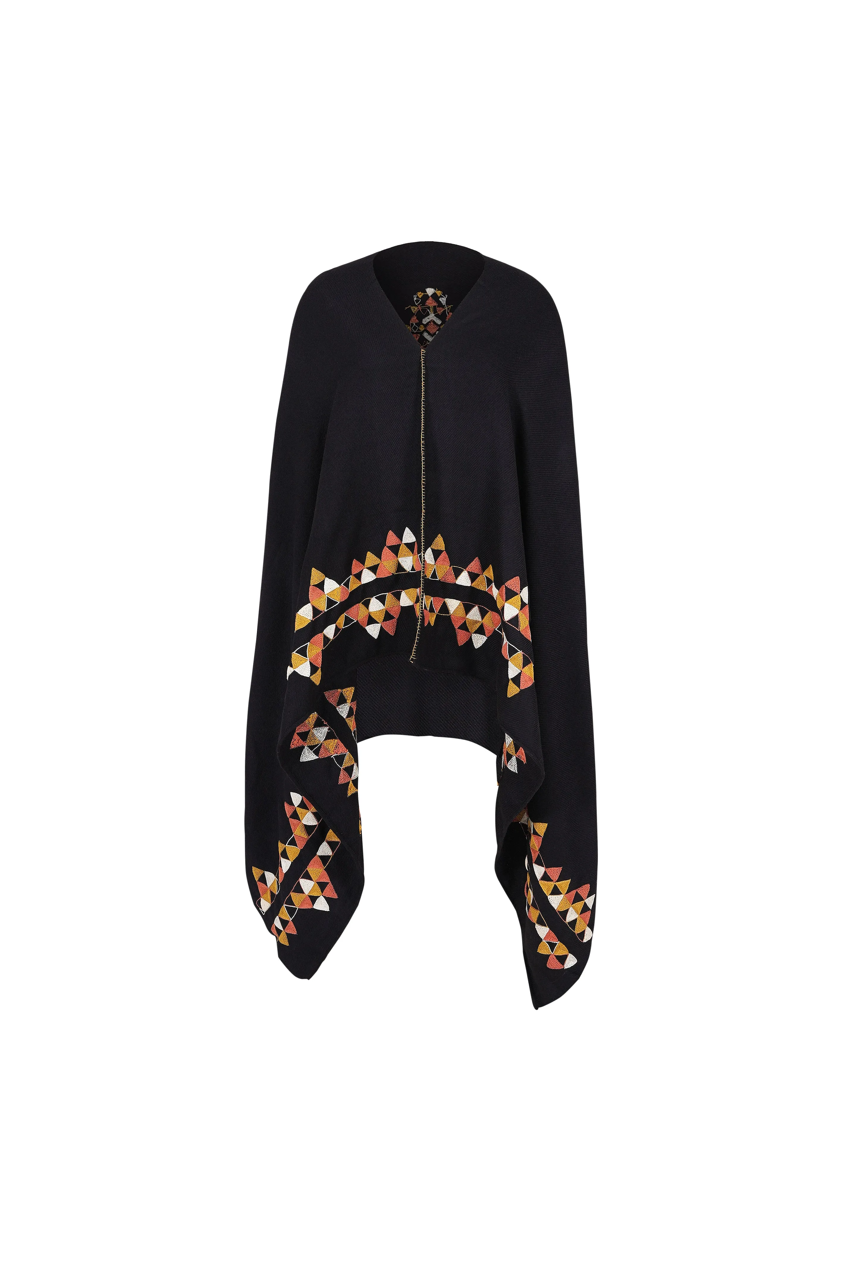 Poncho noir brodé PLAYFUL