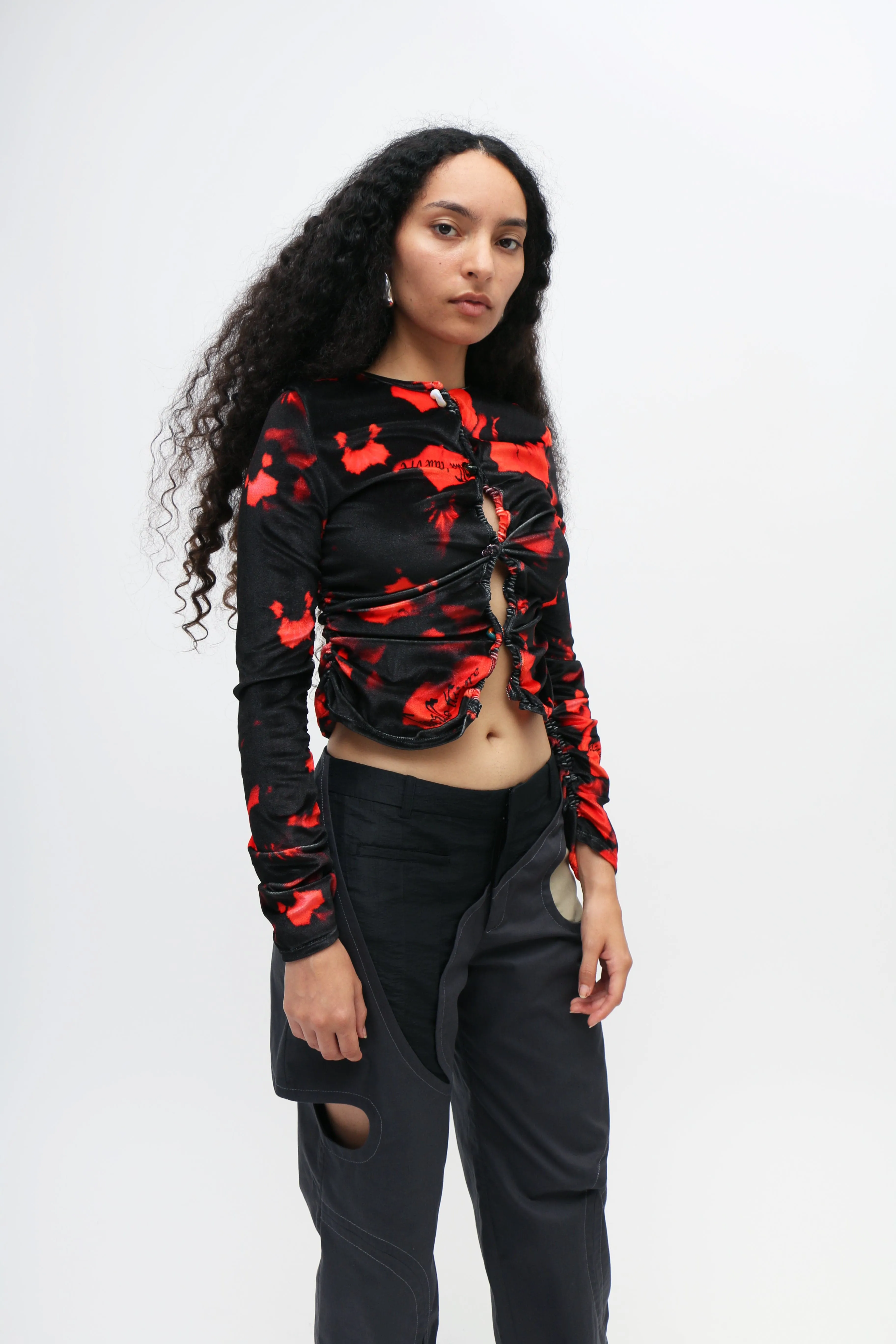 Printed Velvet Jersey Cardigan