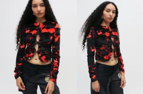 Printed Velvet Jersey Cardigan