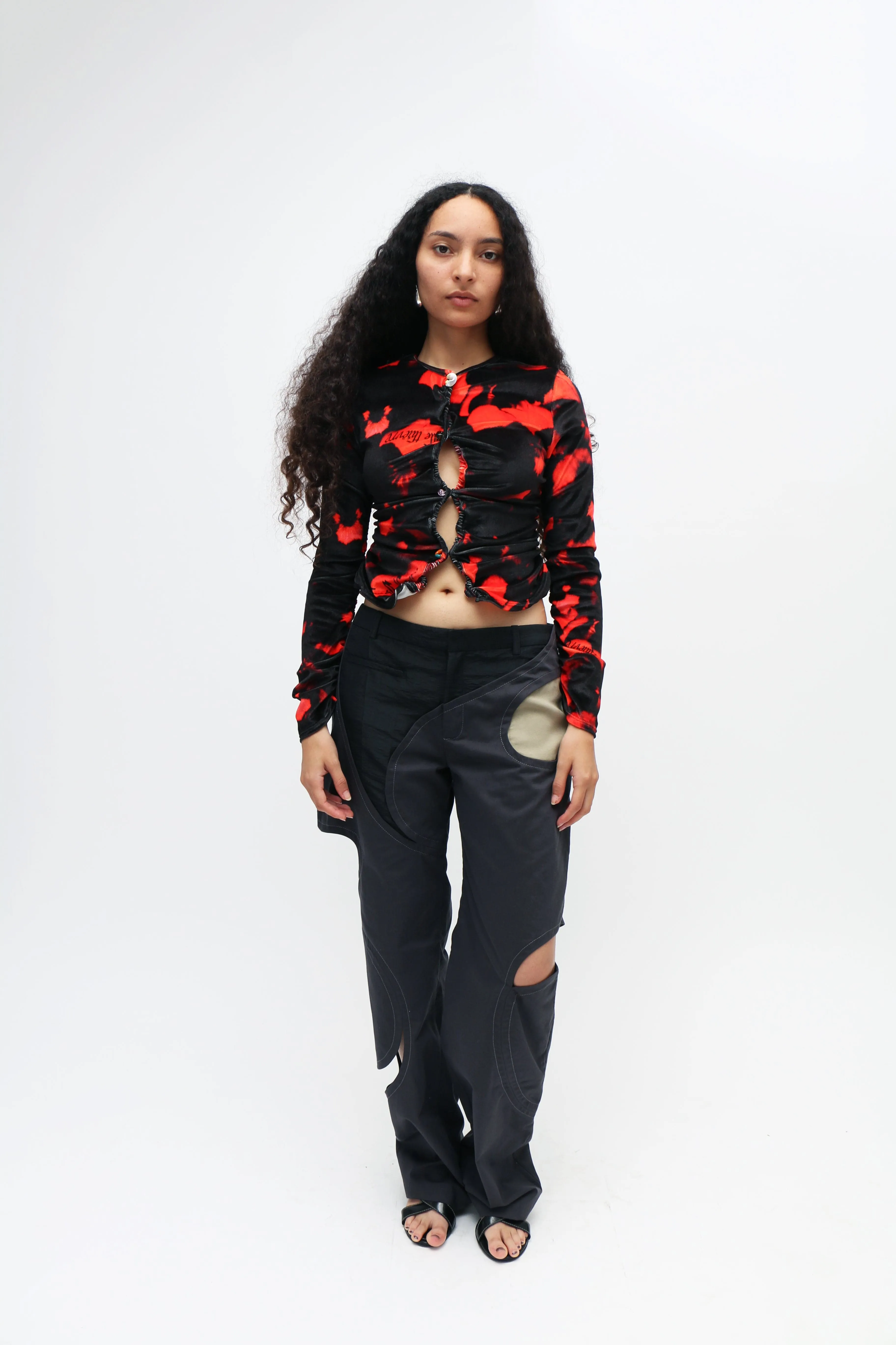 Printed Velvet Jersey Cardigan