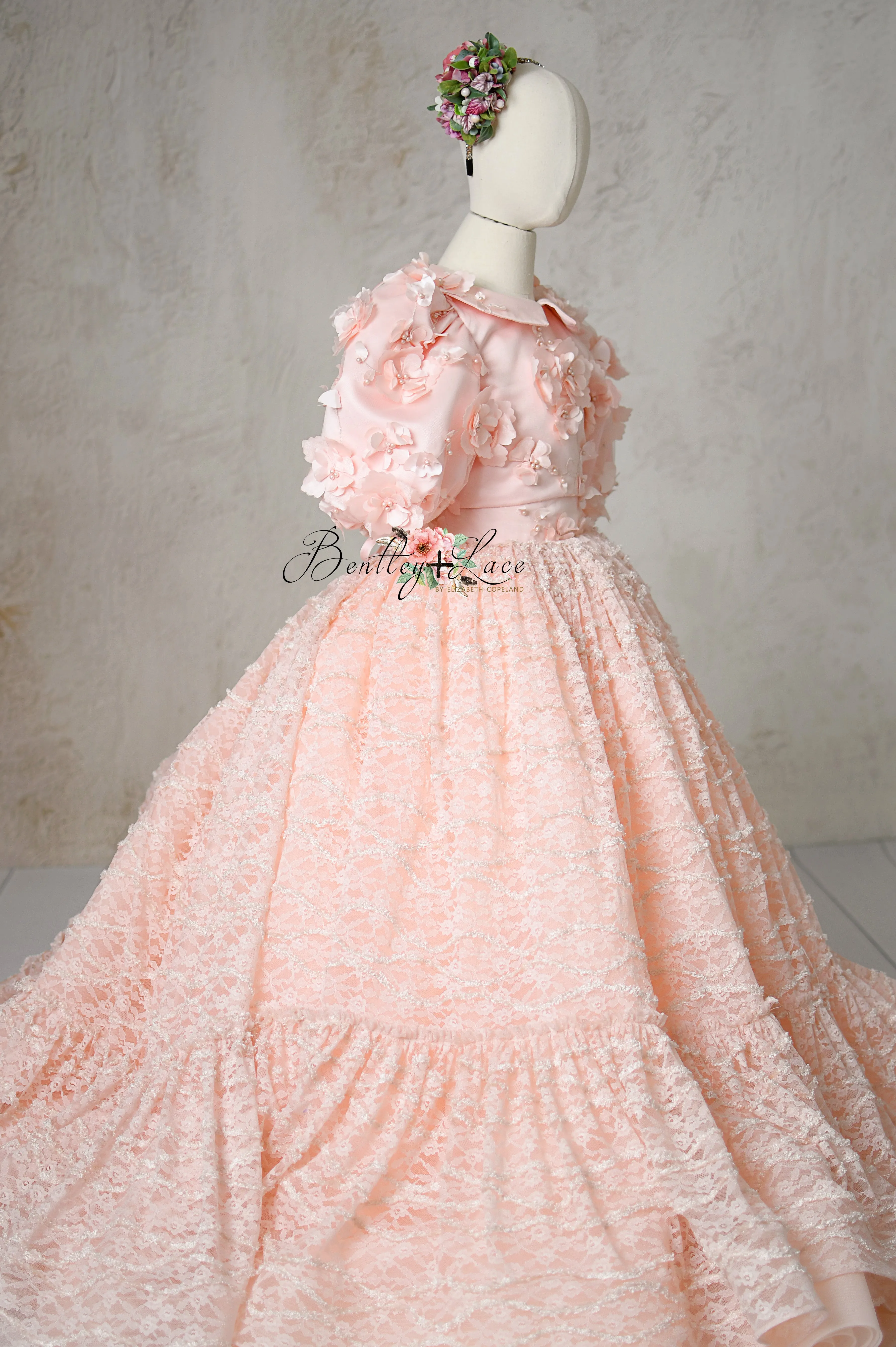"Rosette Reverie" - Floor length gown with detachable bodice (7Year - 8 Year)