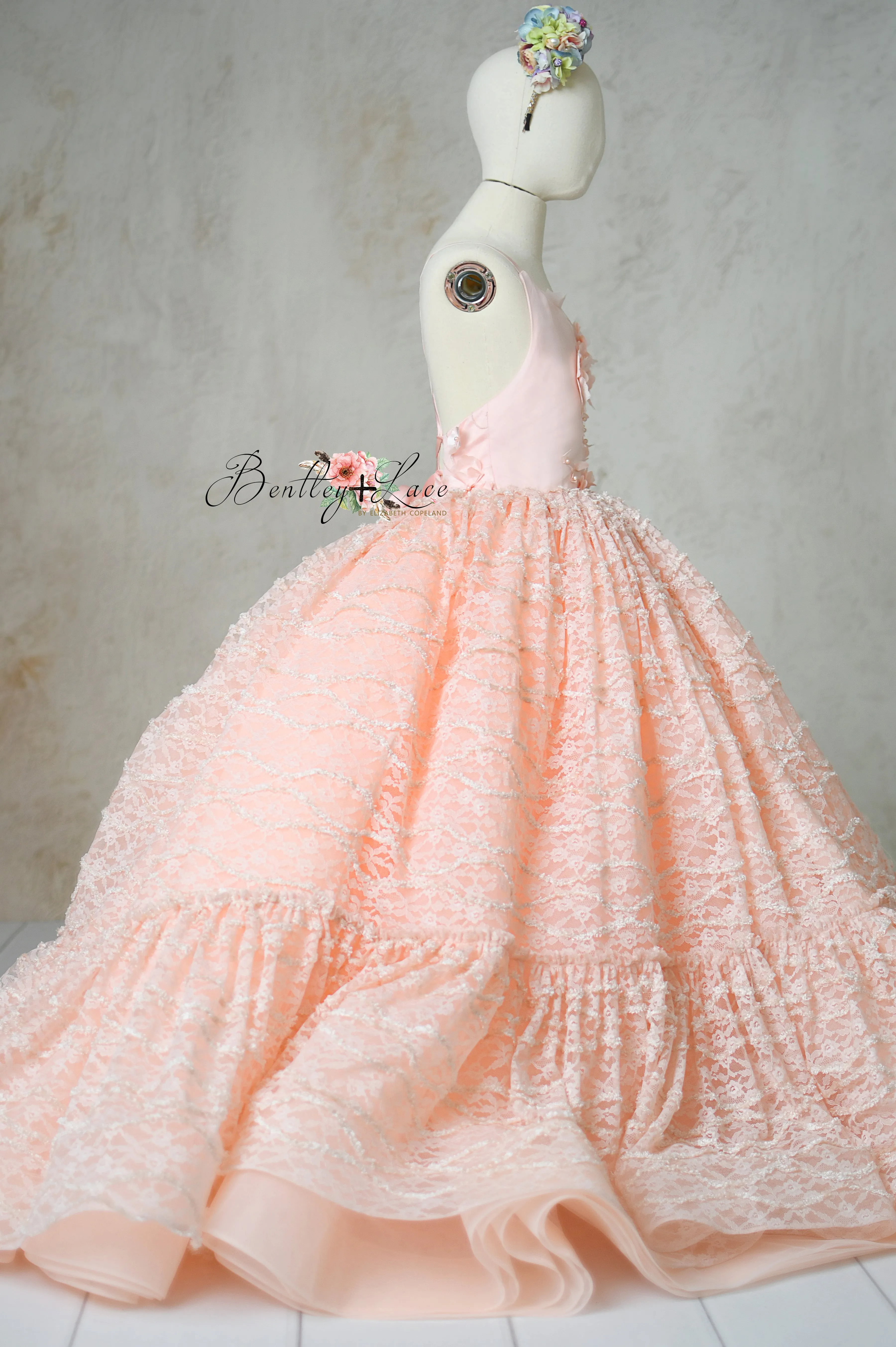 "Rosette Reverie" - Floor length gown with detachable bodice (7Year - 8 Year)