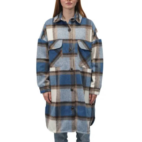 RD Style - Ladies Woven Coat | Blue Brushed Plaid
