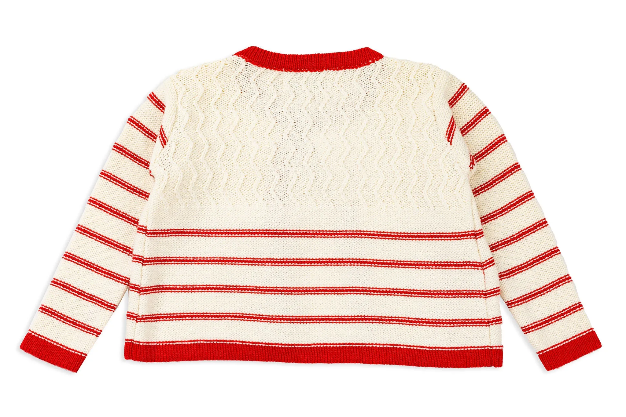 Red & White Knit Chip Cardigan