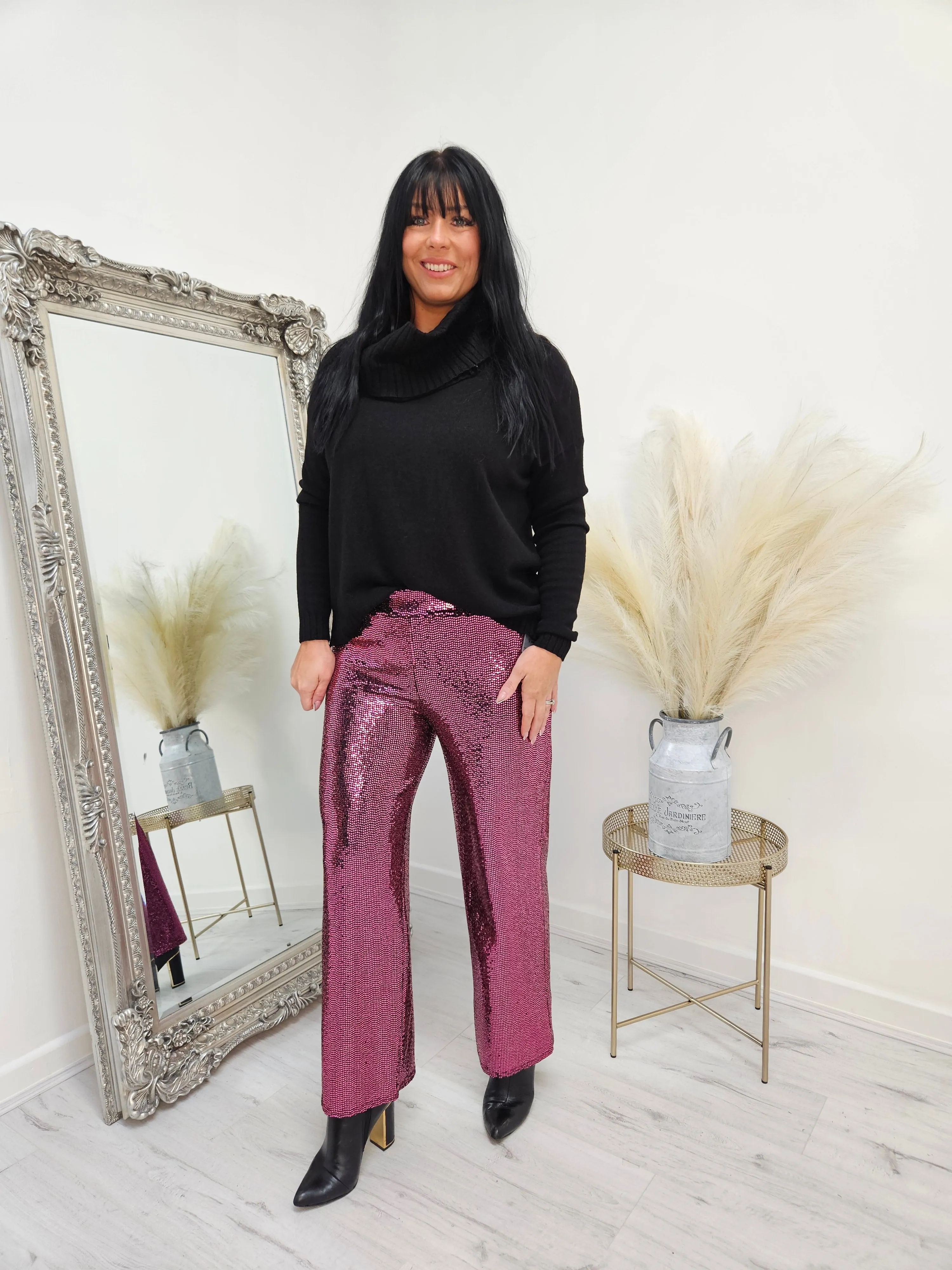 Ritz Sequin Trousers - Pink