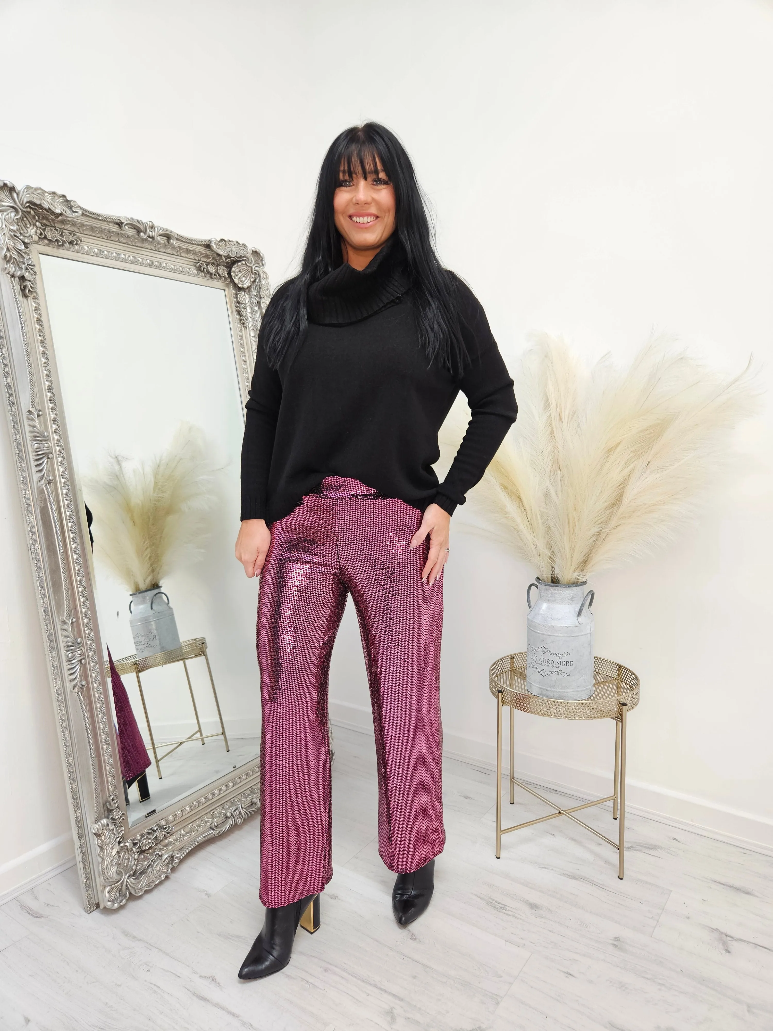 Ritz Sequin Trousers - Pink