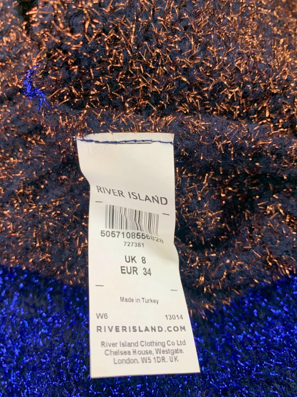 River Island Multicolour Metallic Jumper UK 8