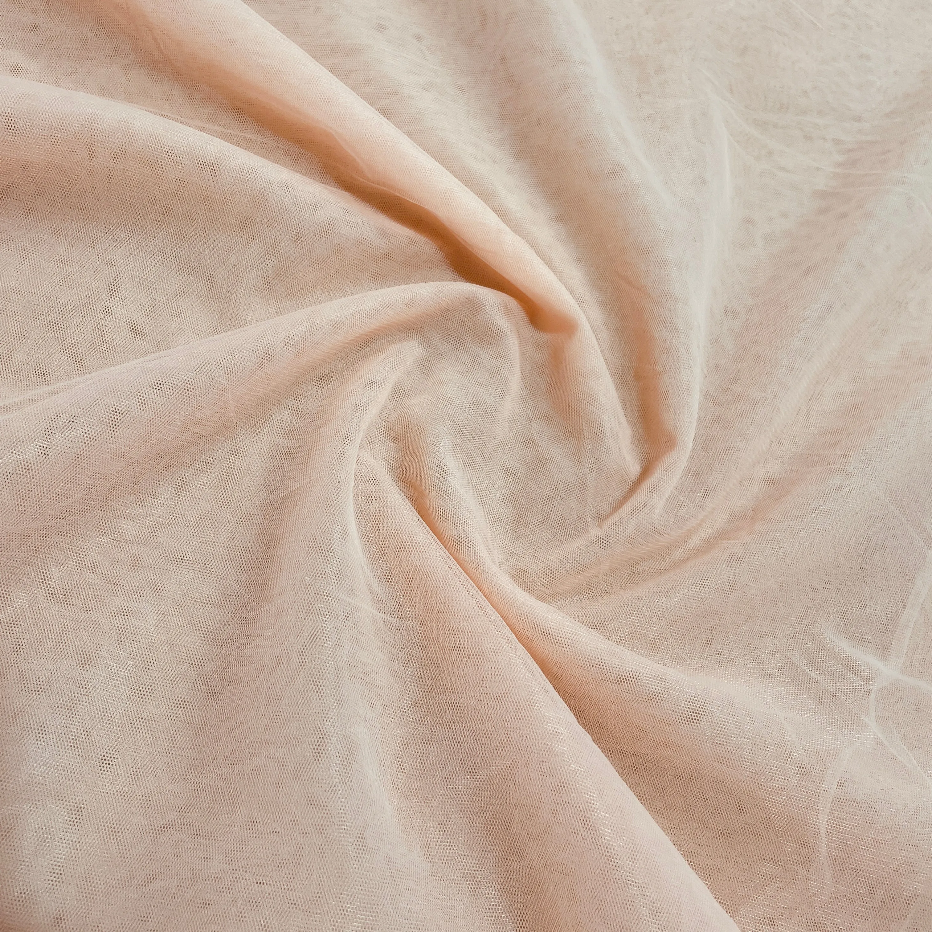 Salmon Pink Solid Net Fabric