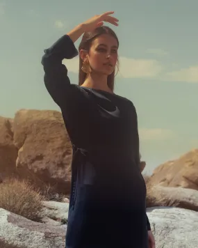 Satin All day Dress / Deep Navy