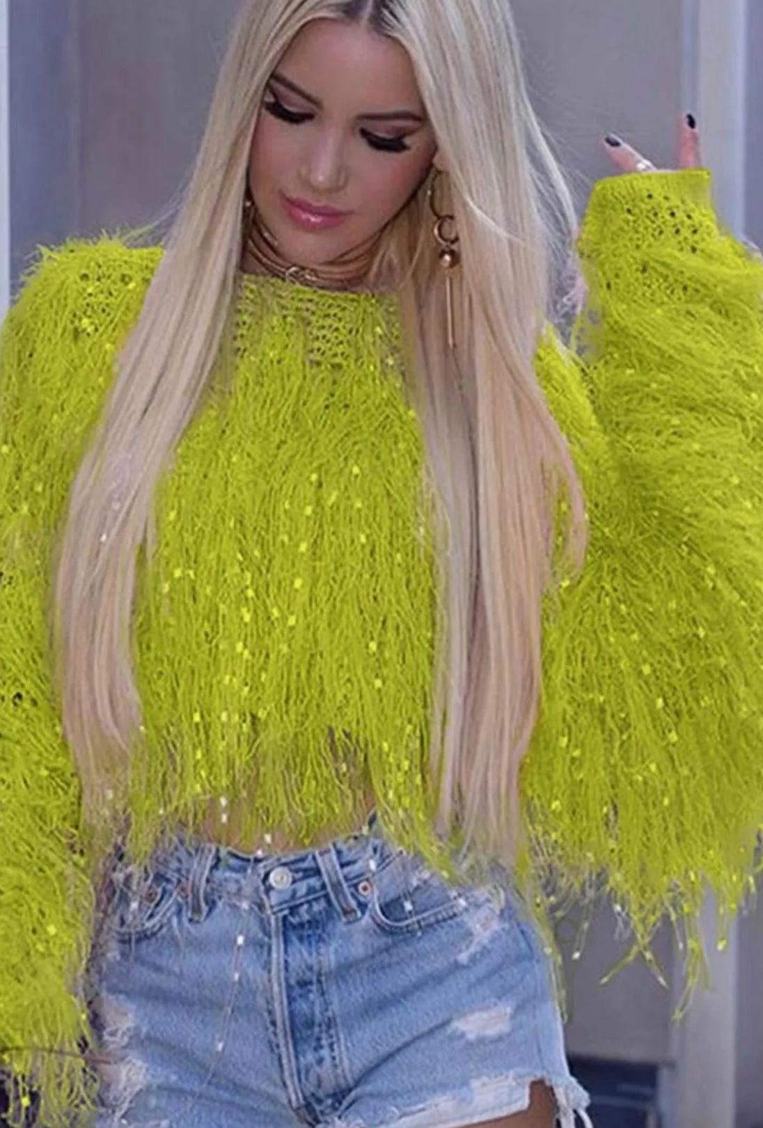 Shaggy Knitted Sparkly Jumper