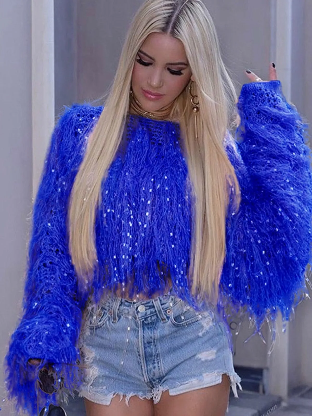 Shaggy Knitted Sparkly Jumper