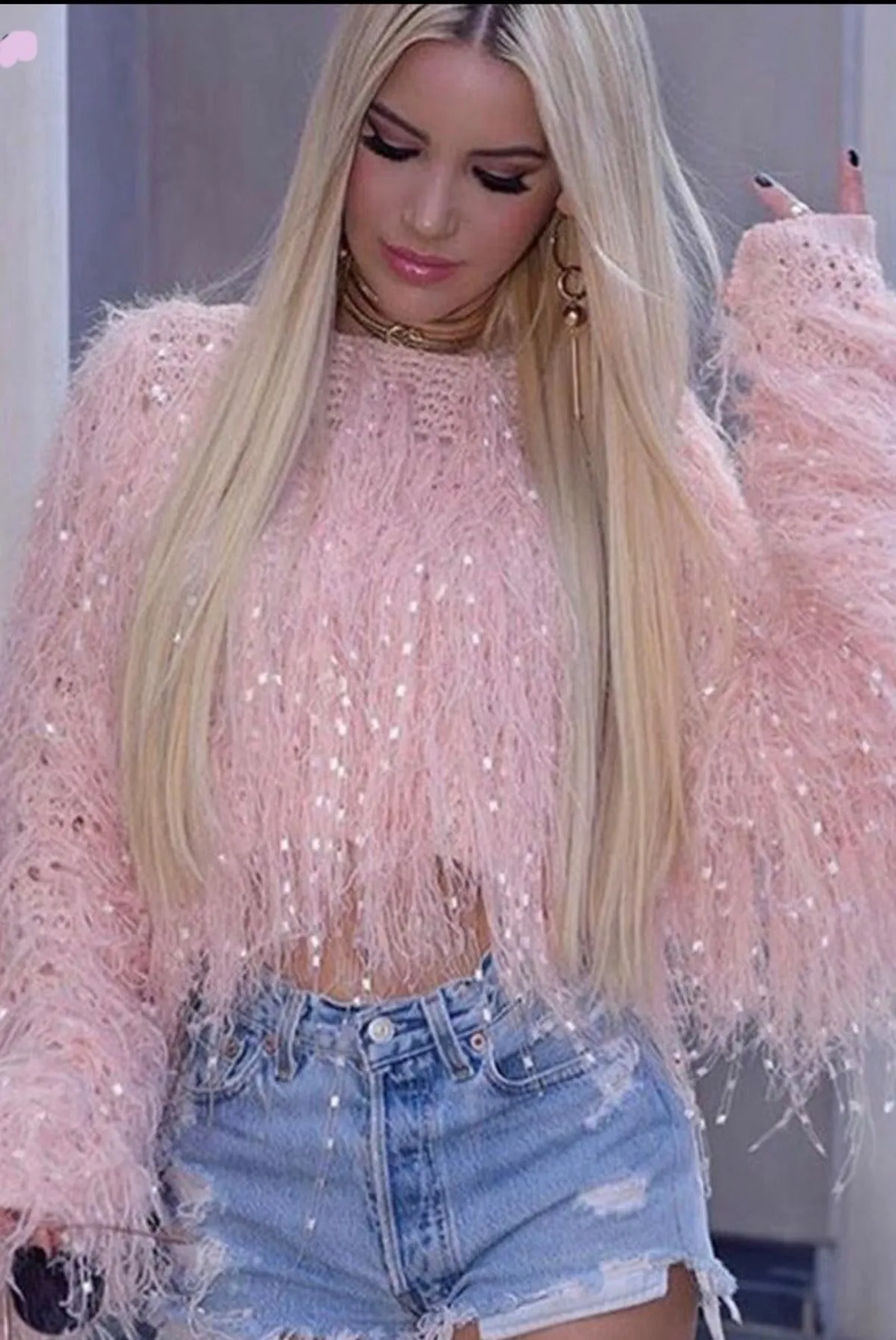 Shaggy Knitted Sparkly Jumper