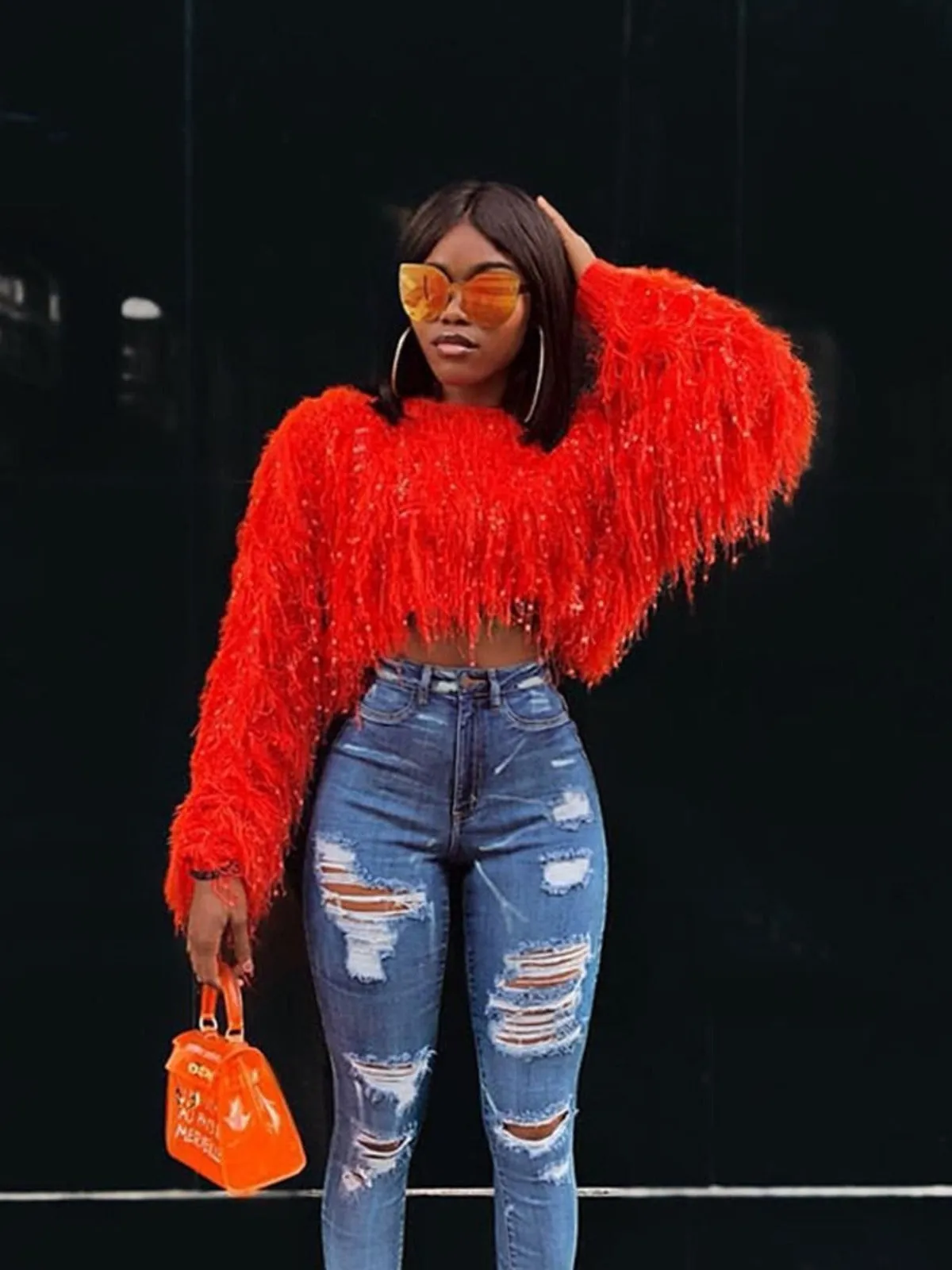 Shaggy Knitted Sparkly Jumper