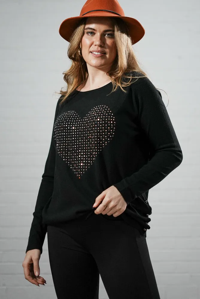 Sparkle stones LOVE heart knit | DETAILED STONES LOVE JUMPER