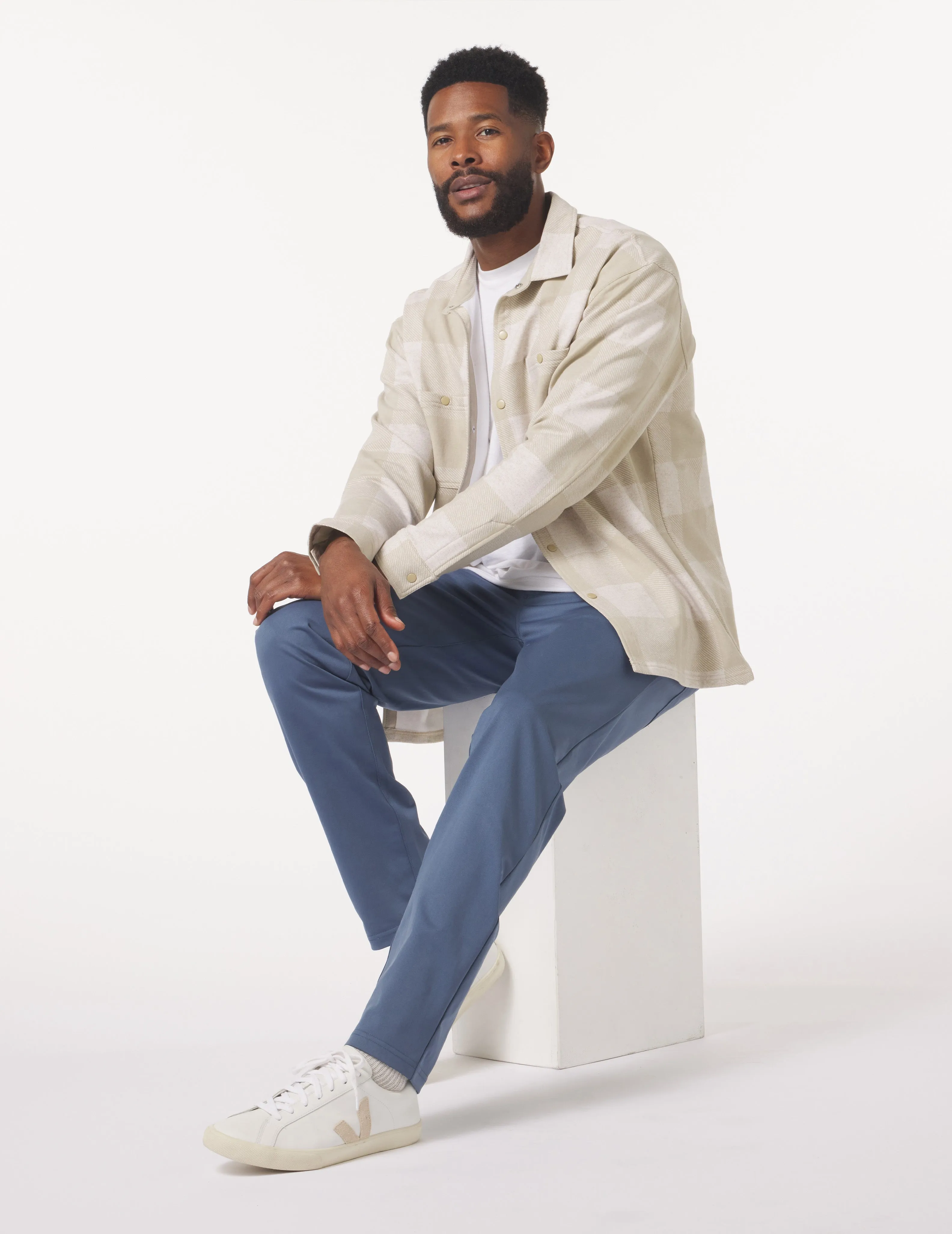 Trek Shirt: Oatmilk/Linen Buffalo Plaid