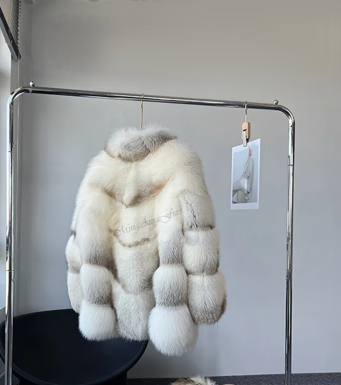 Women's Real Fox Fur Coat - Fawn Light Fox - G0039