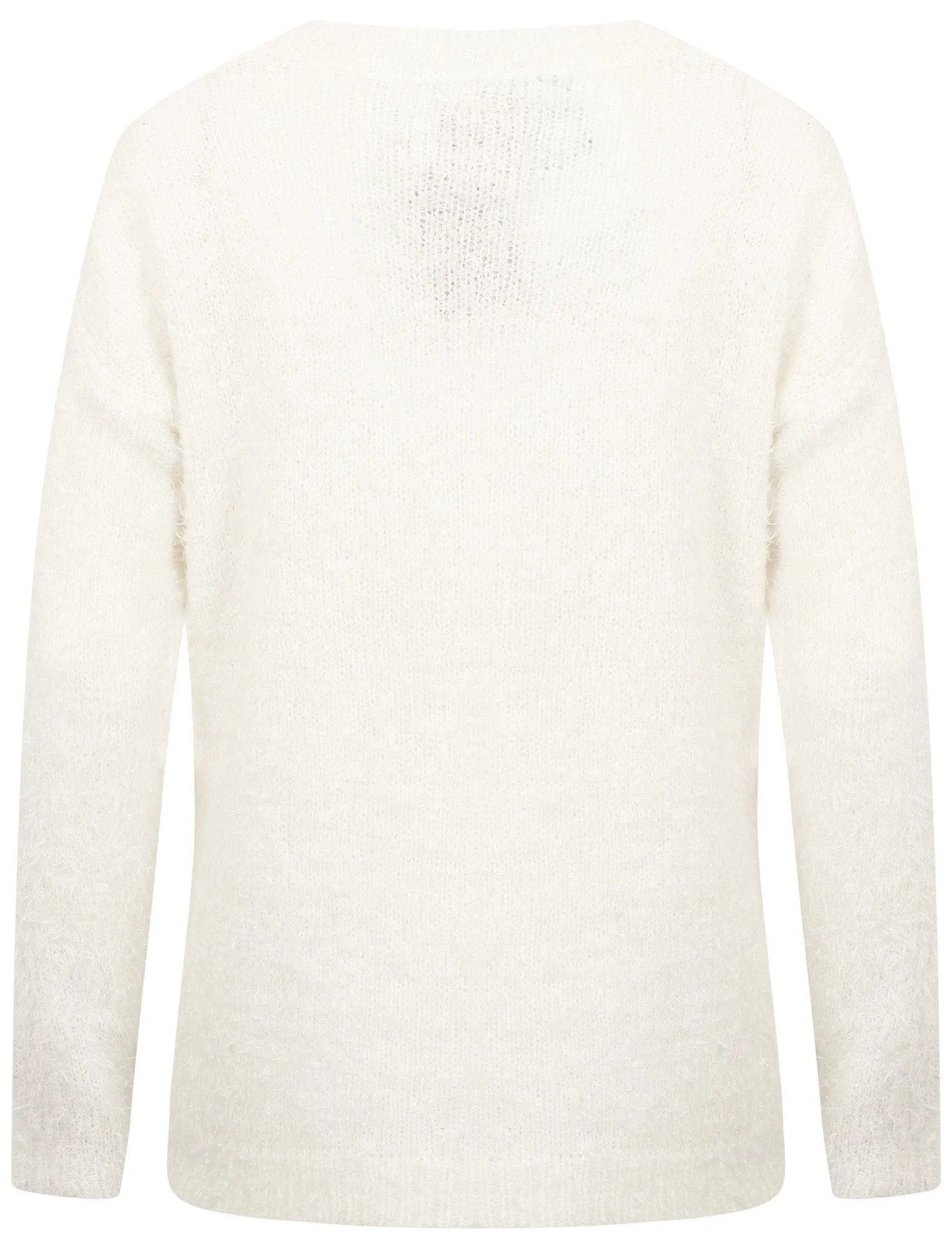 Women's Xmas Gin-gle Bells Sequin Novelty Fluffy Christmas Jumper In Ivory
