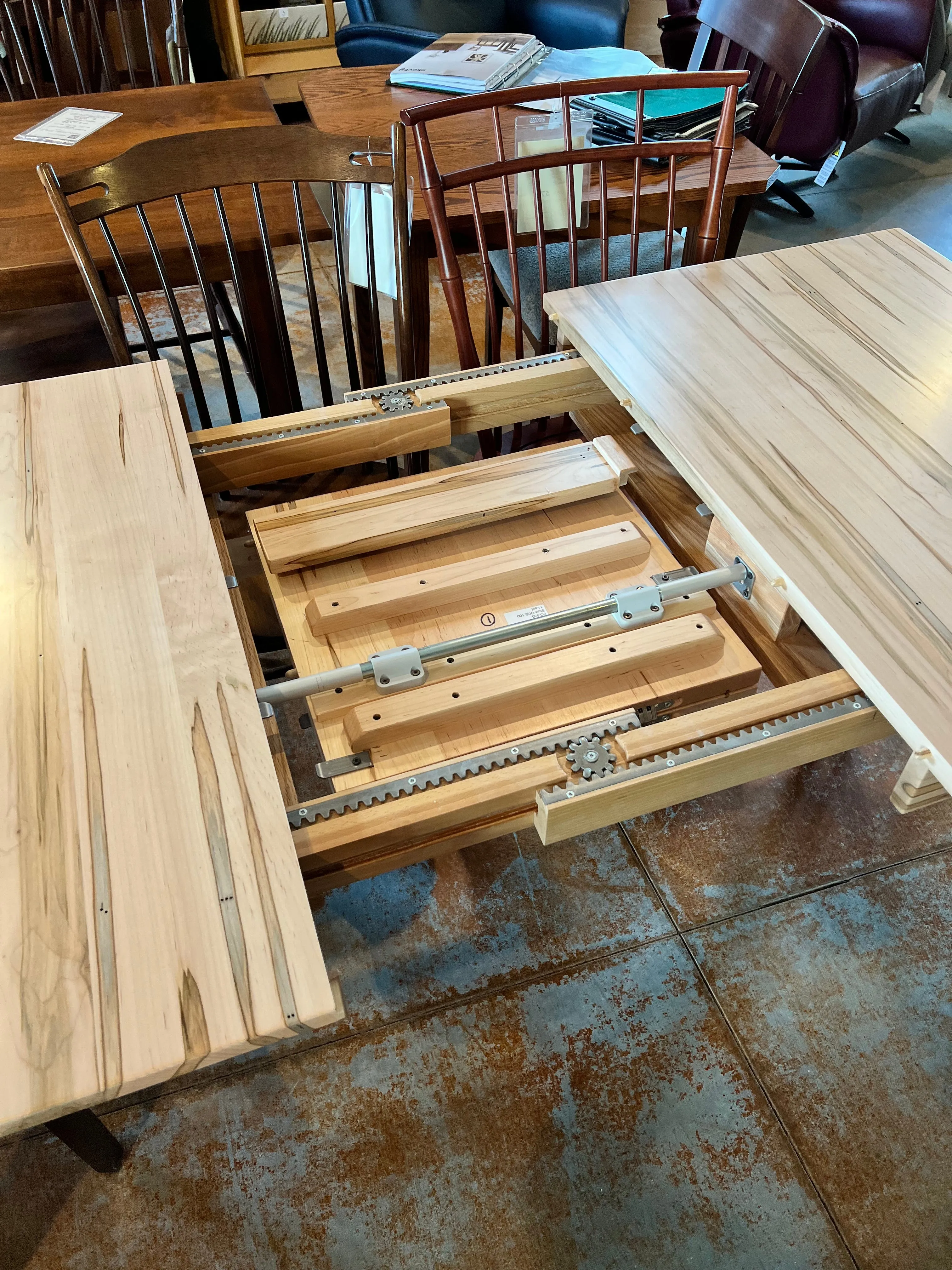 Wormy Maple Butterfly Leaf Dining Table - Showroom Models