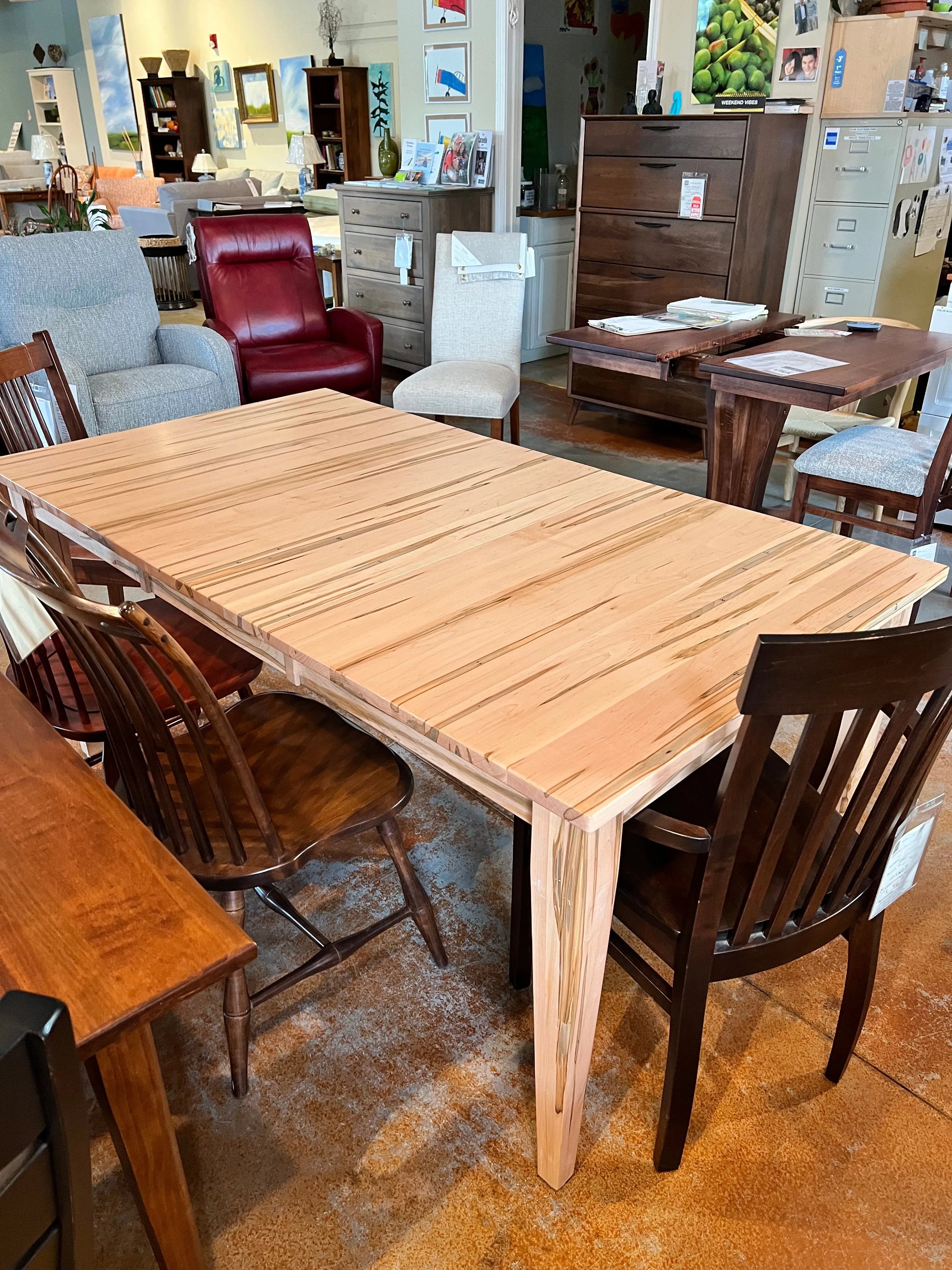 Wormy Maple Butterfly Leaf Dining Table - Showroom Models