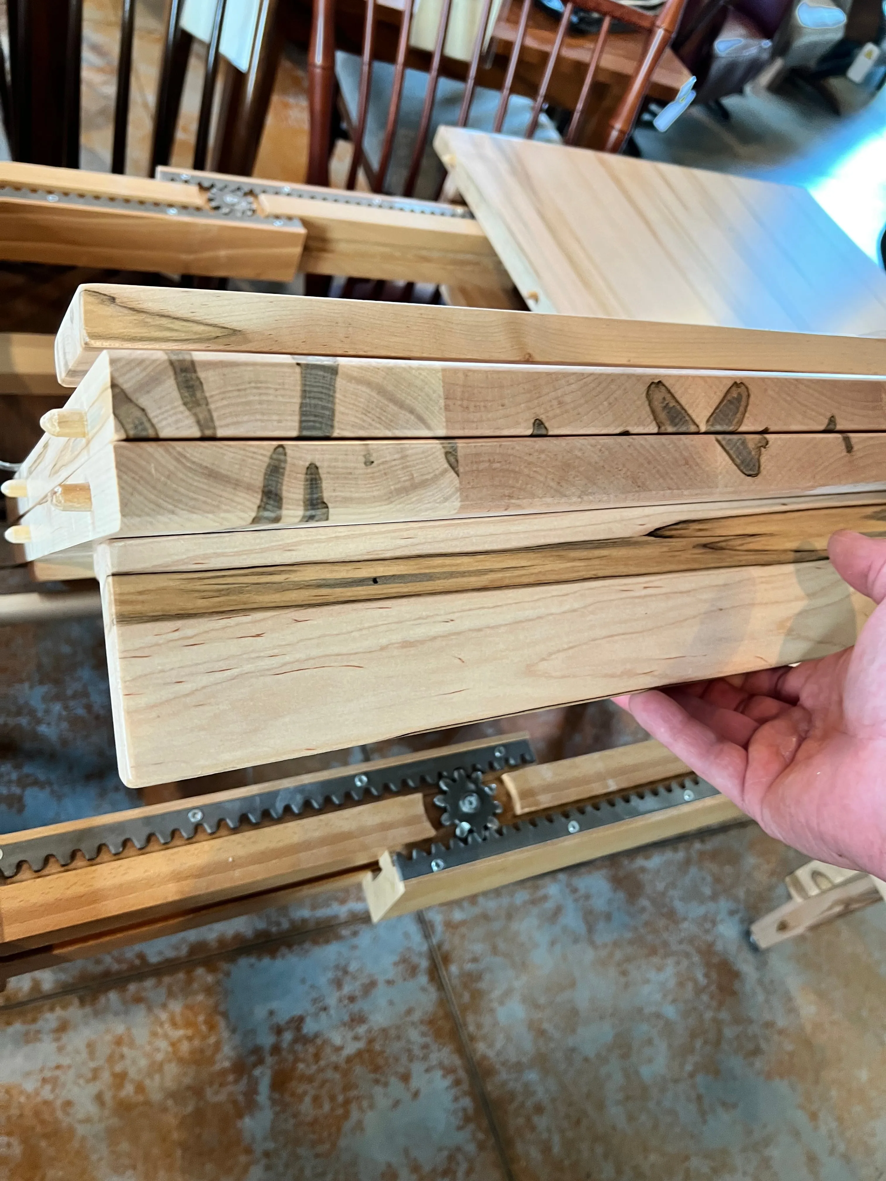 Wormy Maple Butterfly Leaf Dining Table - Showroom Models