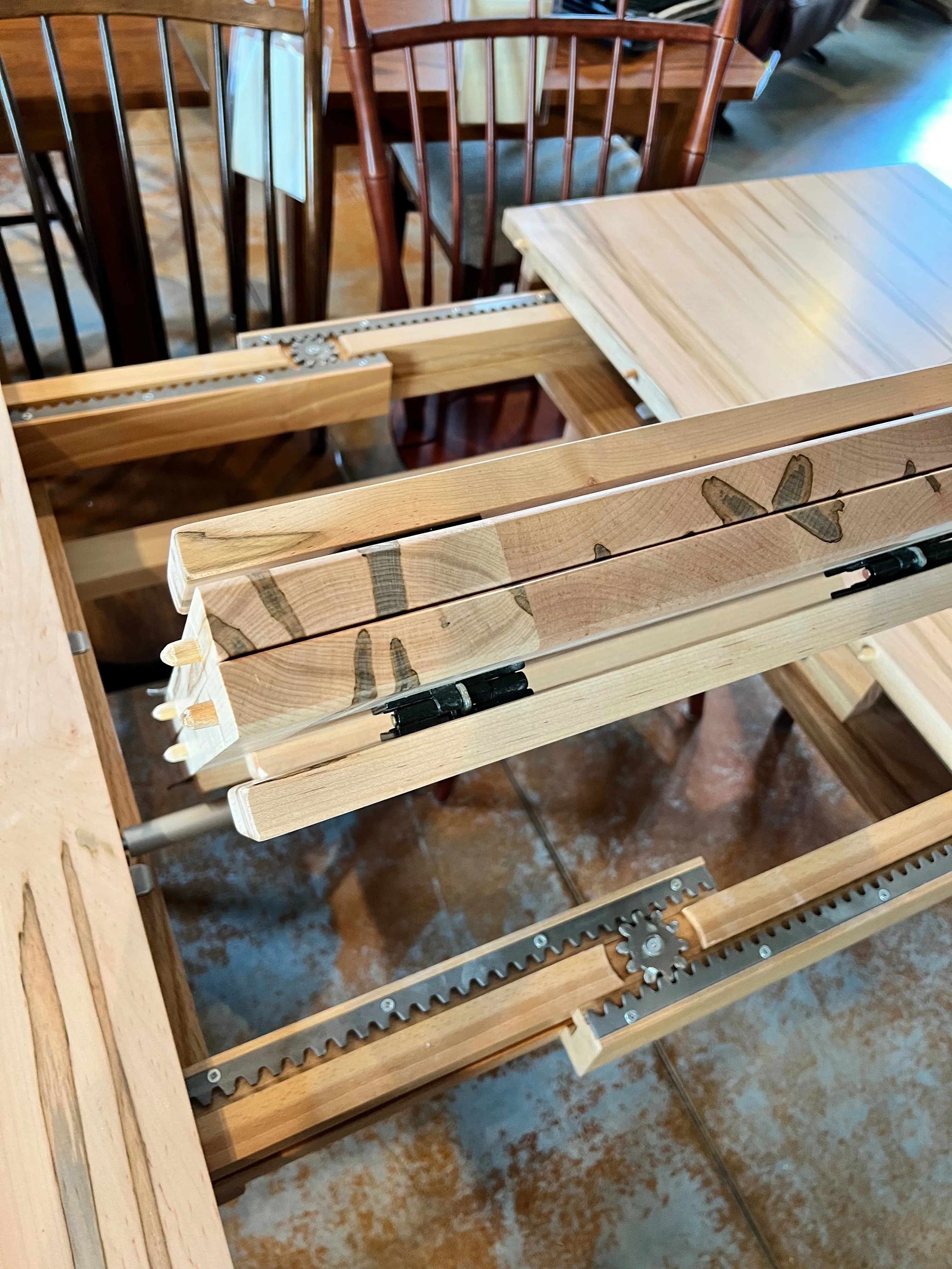 Wormy Maple Butterfly Leaf Dining Table - Showroom Models