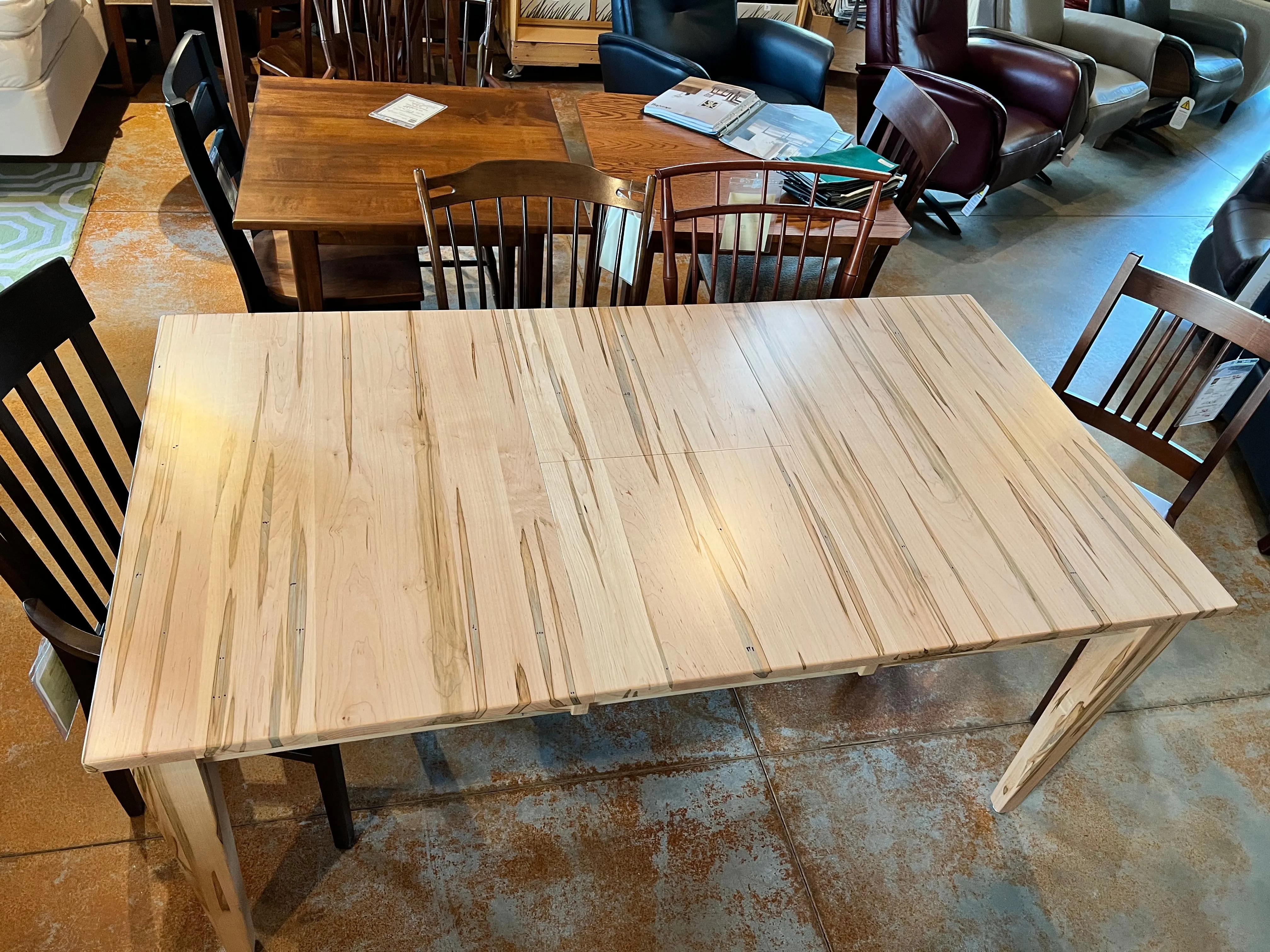 Wormy Maple Butterfly Leaf Dining Table - Showroom Models