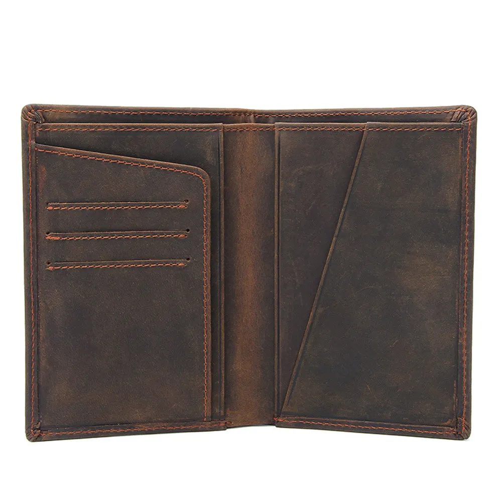 YAAGLE Men's Vintage Crazy Horse Leather Passport Card Holder YG8436