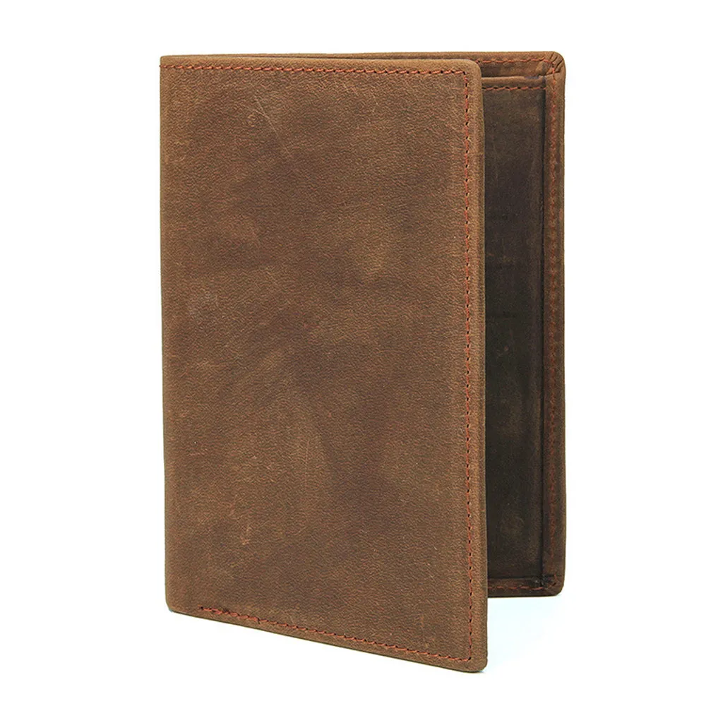 YAAGLE Men's Vintage Crazy Horse Leather Passport Card Holder YG8436