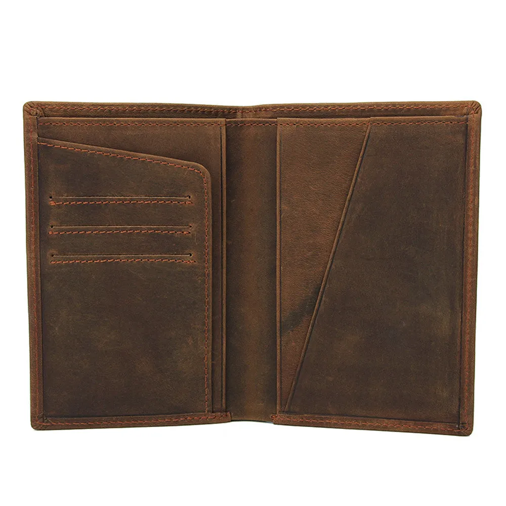 YAAGLE Men's Vintage Crazy Horse Leather Passport Card Holder YG8436