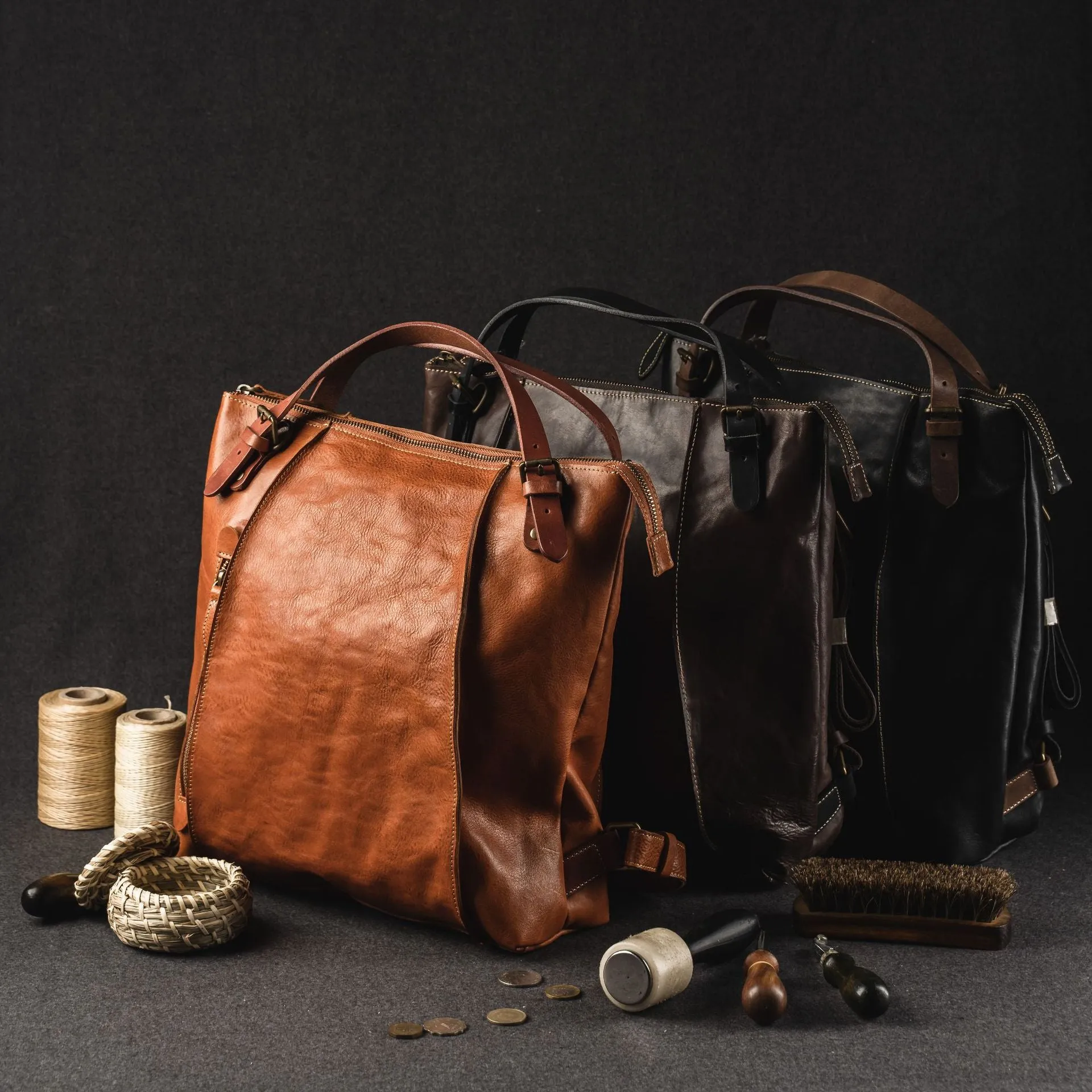 YAAGLE Multi-functional Real Leather Large Size Travel Sling Backpack Tote YG256