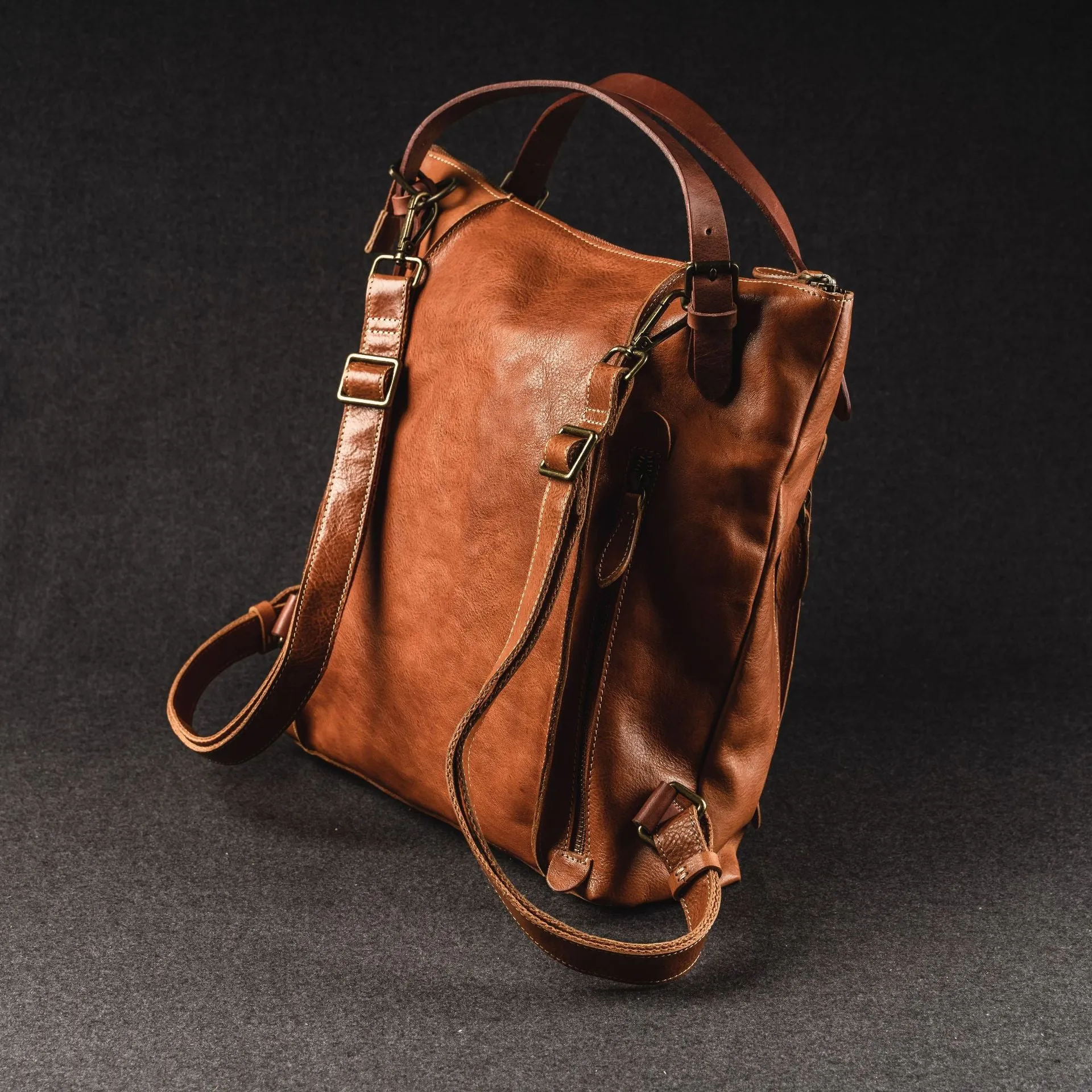 YAAGLE Multi-functional Real Leather Large Size Travel Sling Backpack Tote YG256